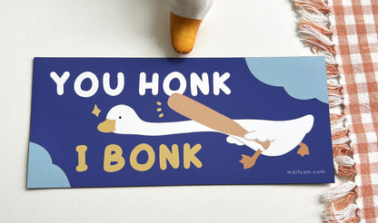"You Honk, I Bonk" Duck Car Decal Bumper Magnet | Magnetic Deco