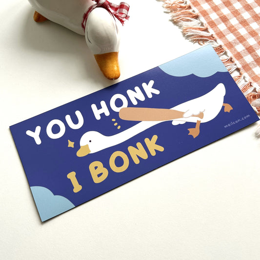 "You Honk, I Bonk" Duck Car Decal Bumper Magnet | Magnetic Deco