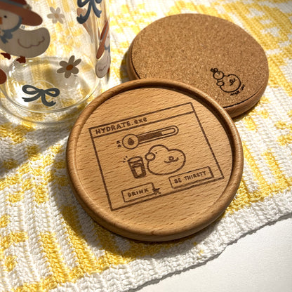 Hydrate.exe | PC Themed Engraved Wooden Coaster *UPDATED