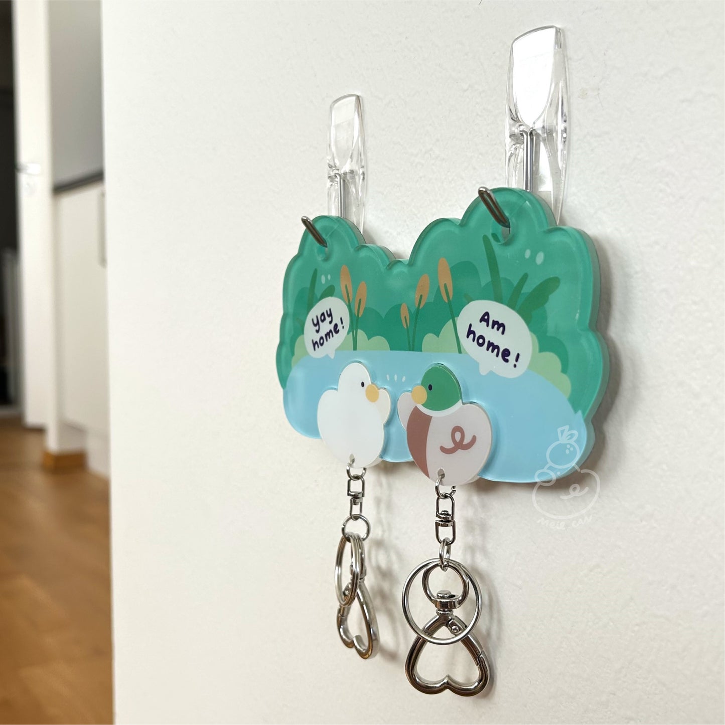 *UPGRADED* Magnetic Acrylic House Key Holder "The Ducks Family" - 2 Duck