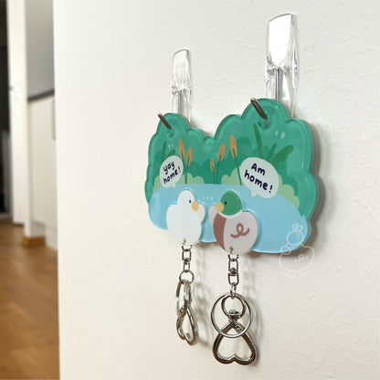 *UPGRADED* Magnetic Acrylic House Key Holder "The Ducks Family" - 2 Duck