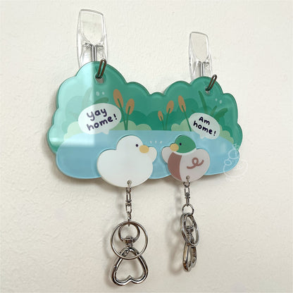 *UPGRADED* Magnetic Acrylic House Key Holder "The Ducks Family" - 2 Duck