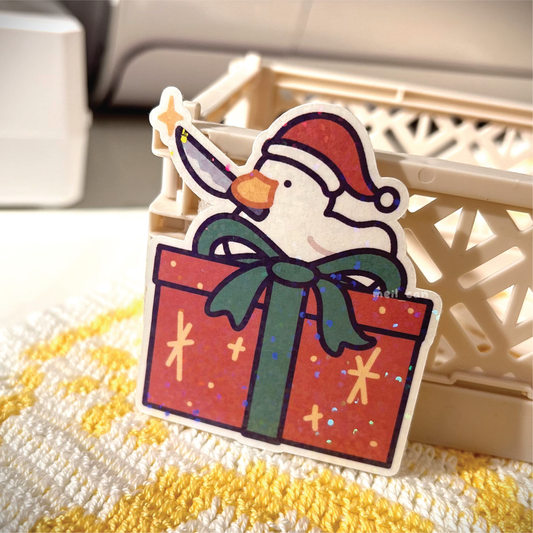 He Protecc Your Gift Holographic Die Cut Sticker | Christmas Duck Sticker