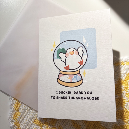 Trapped in a Snowglobe - Duck Christmas Card - Greeting Card
