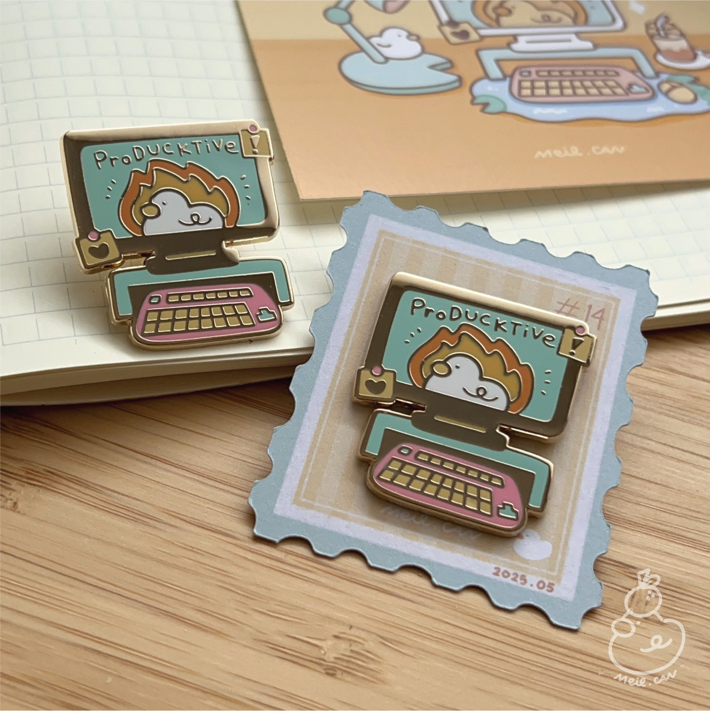 May 2025 rewards - Duckie Membership Ko-fi Archive | Enamel Pin, Artprint, Sticker