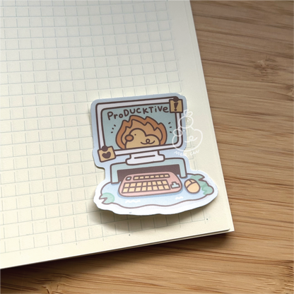 May 2025 rewards - Duckie Membership Ko-fi Archive | Enamel Pin, Artprint, Sticker