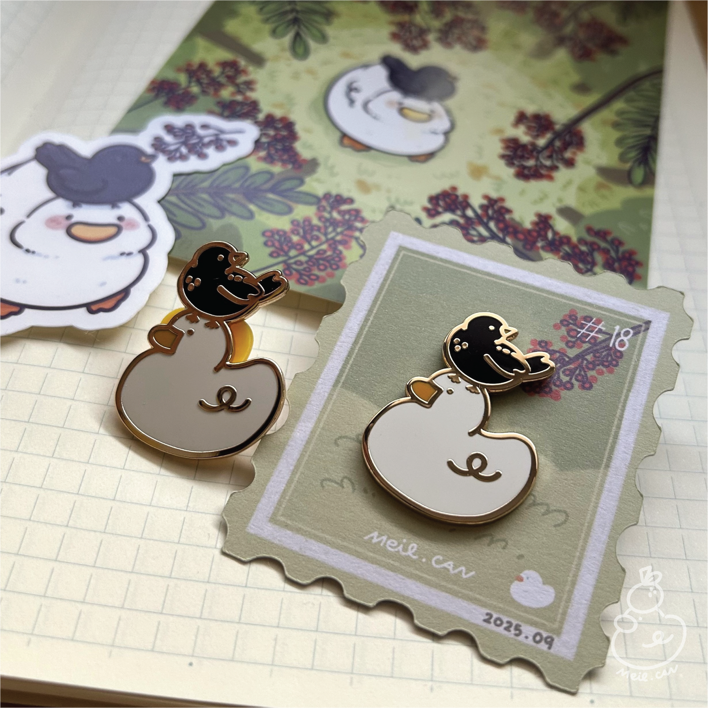 September 2025 rewards - Duckie Membership Ko-fi Archive | Enamel Pin, Artprint, Sticker