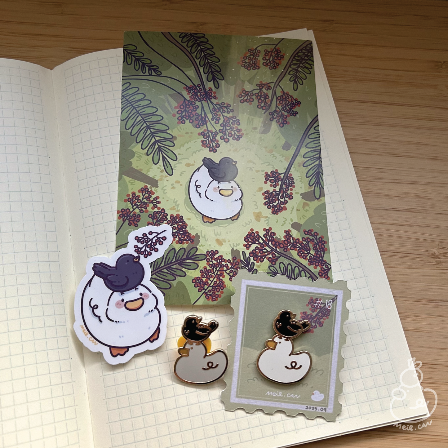 September 2025 rewards - Duckie Membership Ko-fi Archive | Enamel Pin, Artprint, Sticker