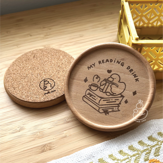 My Reading Drink | Engraved Wooden Coaster *UPDATED