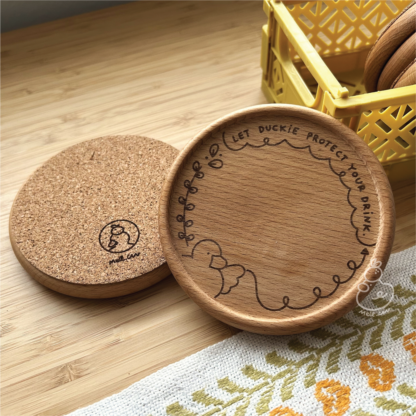 Let Duckie Protect Your Drink | Engraved Wooden Coaster *UPGRADED