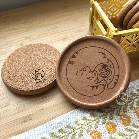 Potion Kitty | Engraved Wooden Coaster *UPGRADED