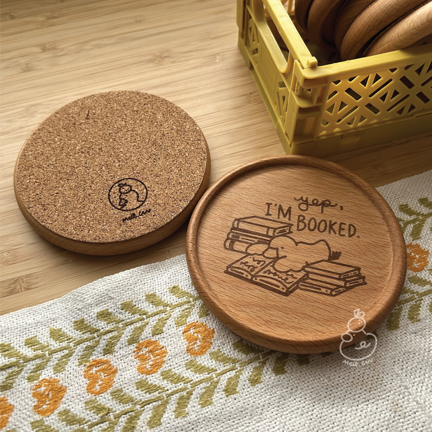 I'm Booked | Bookish - Book Lover Engraved Wooden Coaster *UPDATED