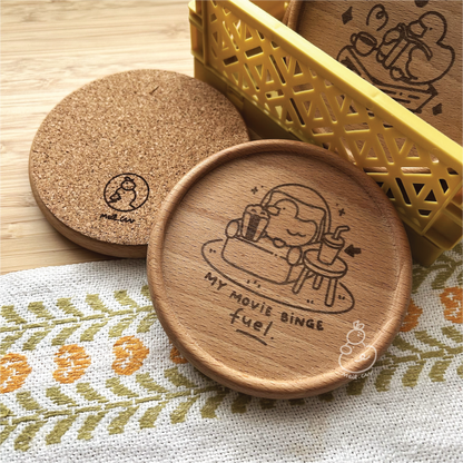 My Movie Binge Fuel | Movie Lover Engraved Wooden Coaster *UPDATED