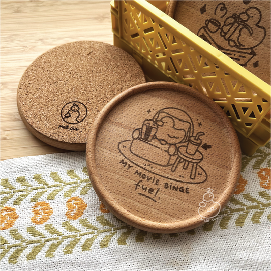 My Movie Binge Fuel | Movie Lover Engraved Wooden Coaster *UPDATED