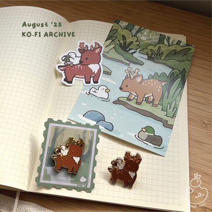 August 2025 rewards - Duckie Membership Ko-fi Archive | Enamel Pin, Artprint, Sticker