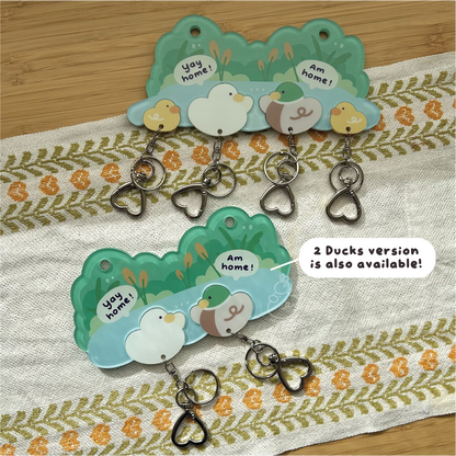 *PREORDER* Magnetic Acrylic House Key Holder "The Ducks Family" - 4 Ducks (2 Ducks + 2 Ducklings)