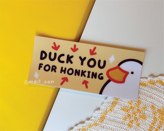 "Duck You" White Call Duck Car Decal Bumper Sticker | Heavy Duty Stickers