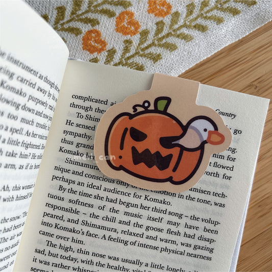 Pumpkin Ghost Duck - Spooky Duck Magnetic Bookmark