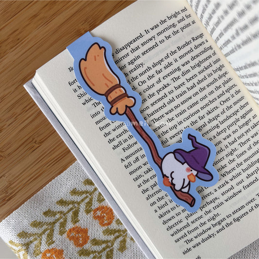 Witch Duckie Flying on a Broomstick - Duck Magnetic Bookmark