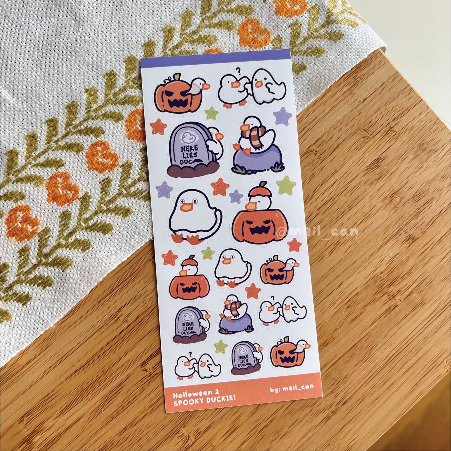 Halloween with Duckie Sticker Sheets - Duck Sticker Sheet