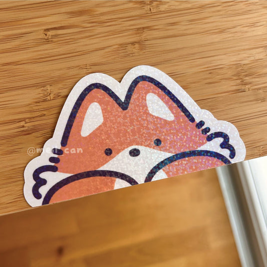 "Corgi" Dog Car Decal Peeker Sticker | Die Cut Holographic Stickers