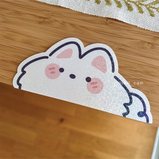"Samoyed" White Dog Car Decal Peeker Sticker | Die Cut Holographic Stickers