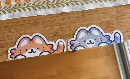 "Peeking Cats" Decal Peeker Sticker | Die Cut Holographic Stickers