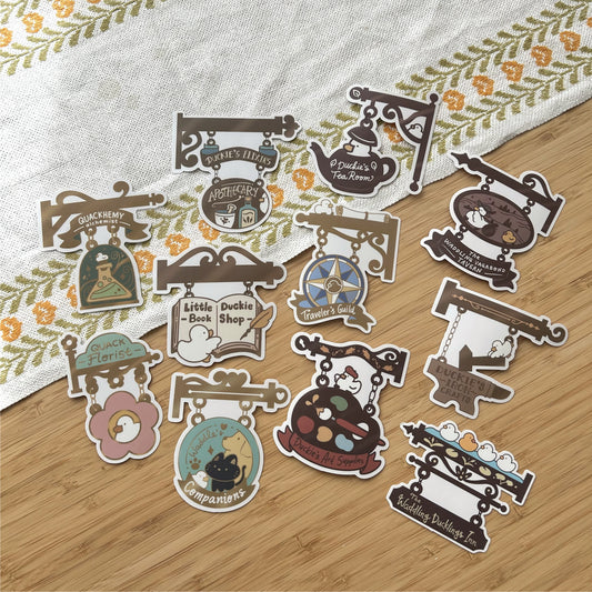 Vintage Shop Signs - Transparent Clear Die Cut Sticker - Part of Kickstarter Campaign