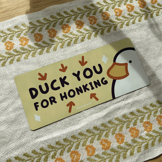 "Duck You For Honking" Duck Car Decal Bumper Magnet | Magnetic Deco
