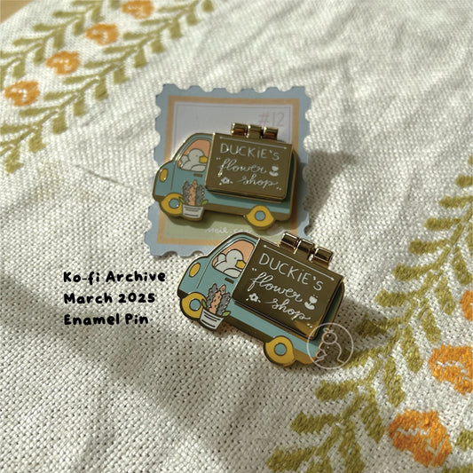 March 2025 Enamel Pin - Duckie Membership Ko-fi Archive