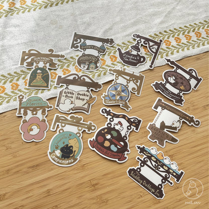 Vintage Shop Signs - Transparent Clear Die Cut Sticker - Part of Kickstarter Campaign