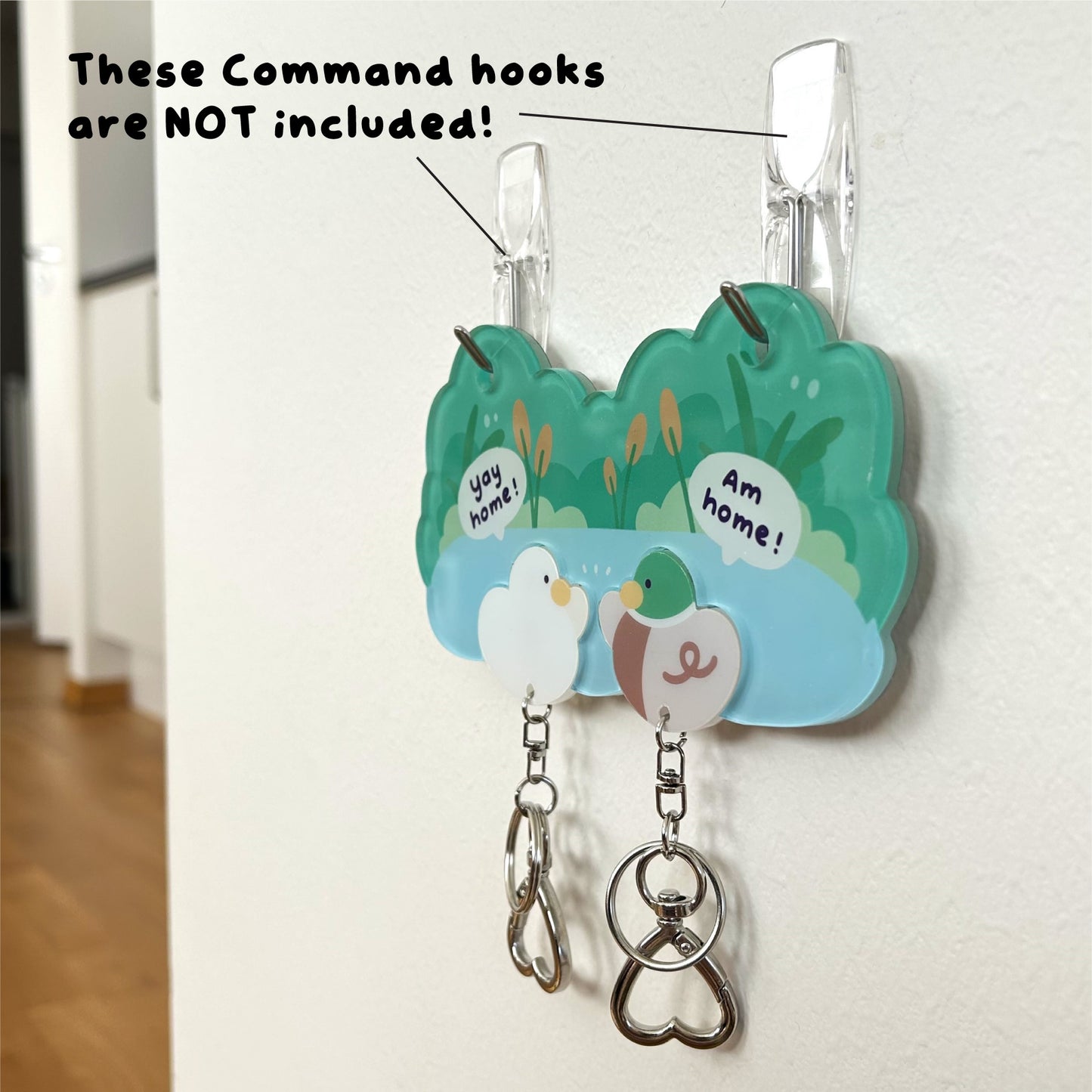 *UPGRADED* Magnetic Acrylic House Key Holder "The Ducks Family" - 2 Duck