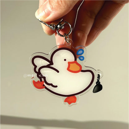 Couple / Bestie Keychain "YOU CANNOT DUCKIN' RUN FROM ME" - Duck Magnetic Acrylic Keychain