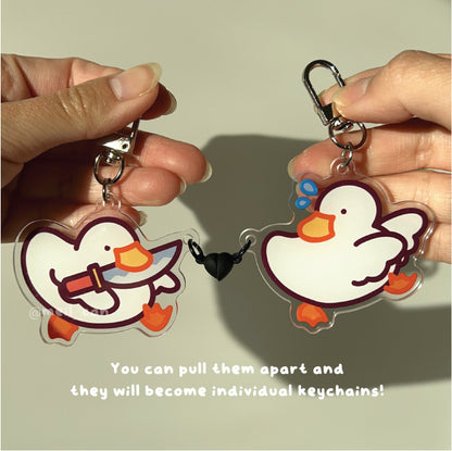 Couple / Bestie Keychain "YOU CANNOT DUCKIN' RUN FROM ME" - Duck Magnetic Acrylic Keychain