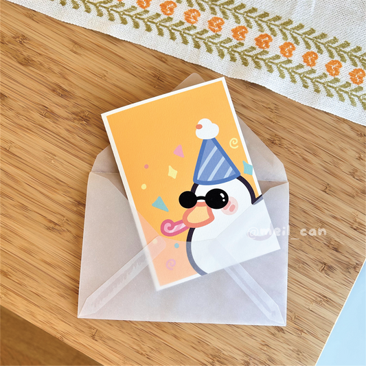 Duckie with a Party Hat - Duck Birthday Card - Greeting Card