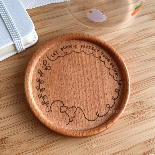 Let Duckie Protect Your Drink | Engraved Wooden Coaster