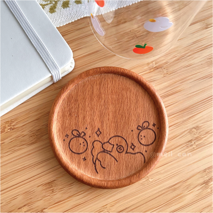 Duckie & Oranges | Engraved Wooden Coaster