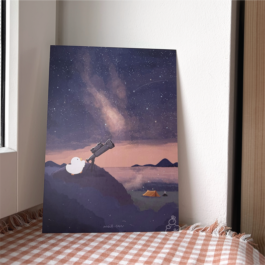 Stargazing With Duckie - A5 Size Art Print