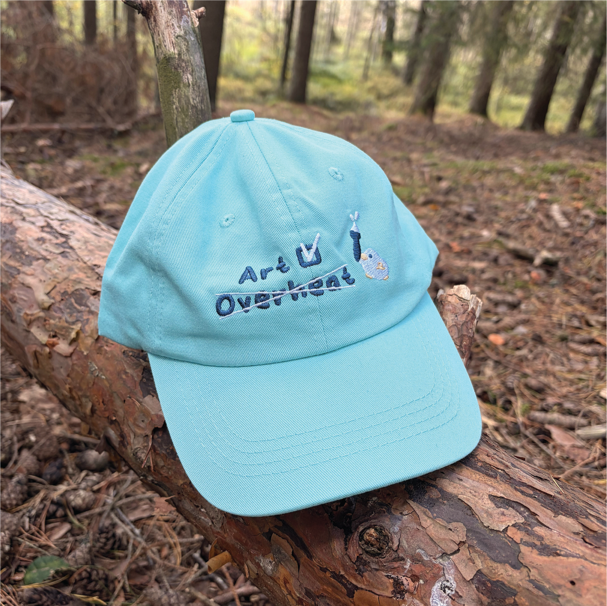 Cotton Embroidered Hat - Art vs Overheat - Blue Cotton Hat