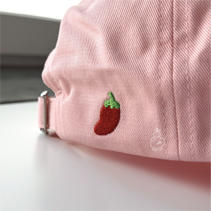 Cotton Embroidered Hat - A Little Bit Spicy - Pink Cotton Hat