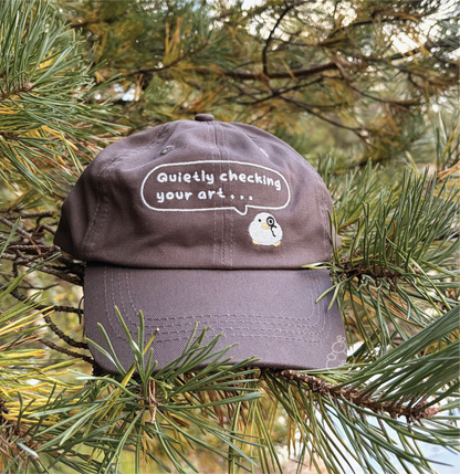 Cotton Embroidered Hat - The Artist Alley Cap - Dark Grey Cotton Hat