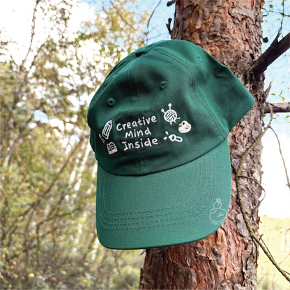 Cotton Embroidered Hat - Creative Mind Inside - Dark Grey Cotton Hat