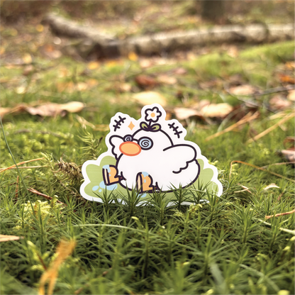 Grass Touching Duck - Matte Duck Die Cut Sticker | Cute Sticker