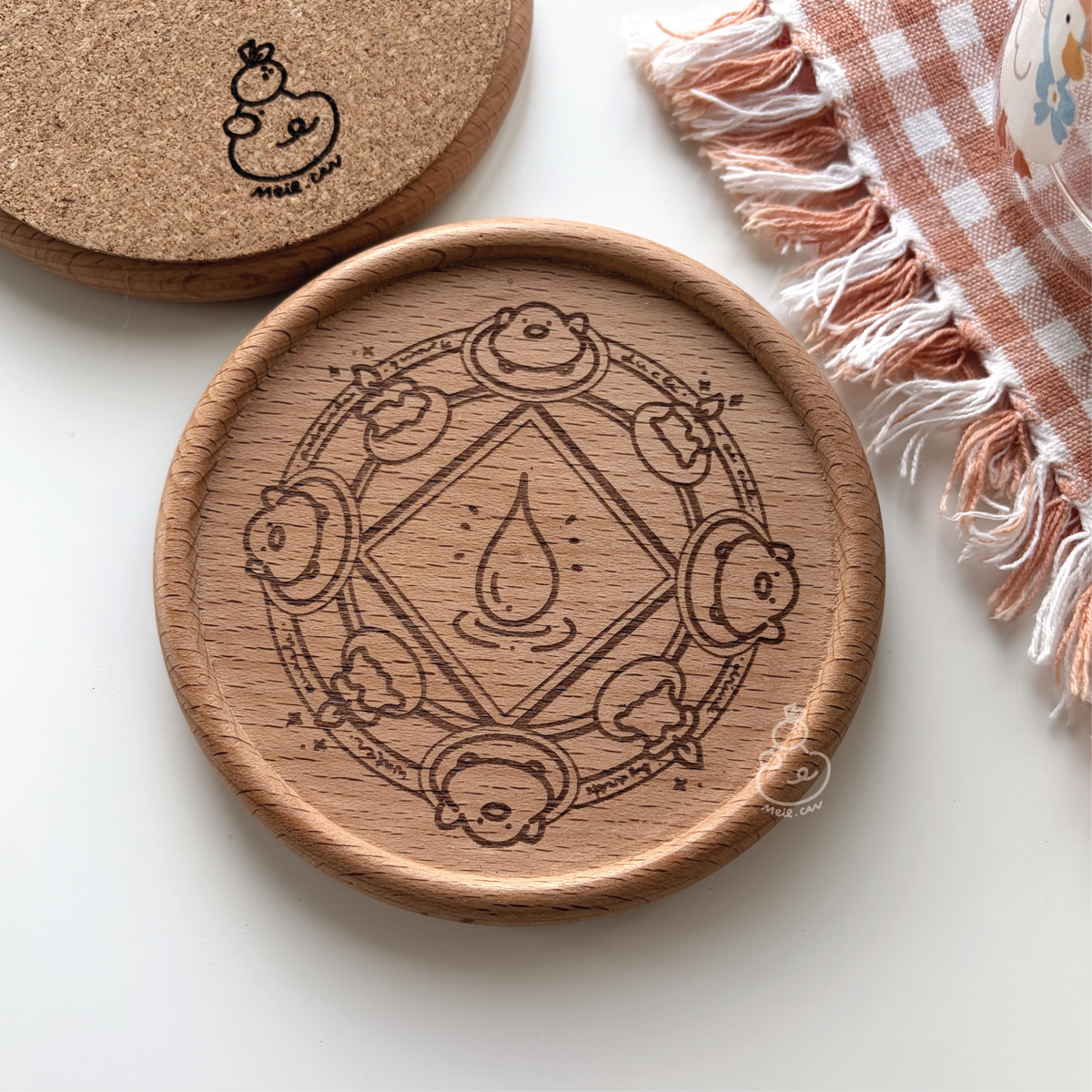 Summoning My Drink | Magical Engraved Wooden Coaster With Cork