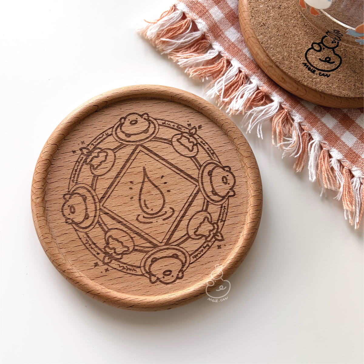 Summoning My Drink | Magical Engraved Wooden Coaster With Cork