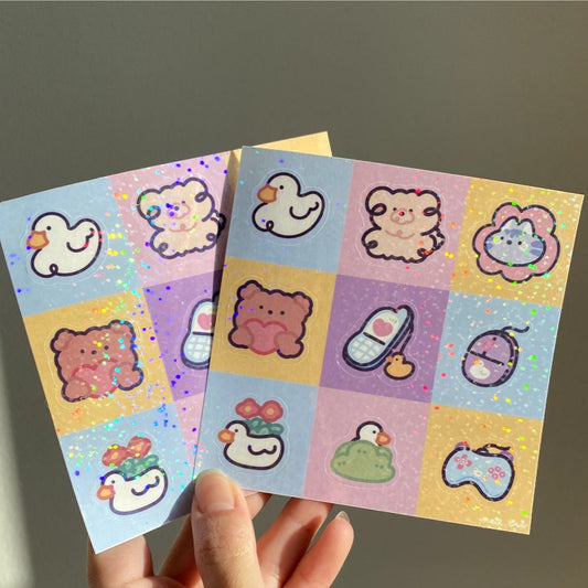 Cute Icons - Holographic Laminated Sticker Sheet