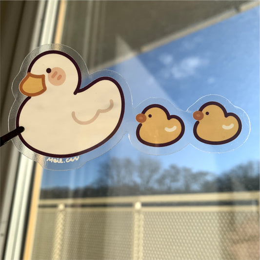 Duckie and the Ducklings Transparent Clear Die Cut Sticker - Duck Stickers